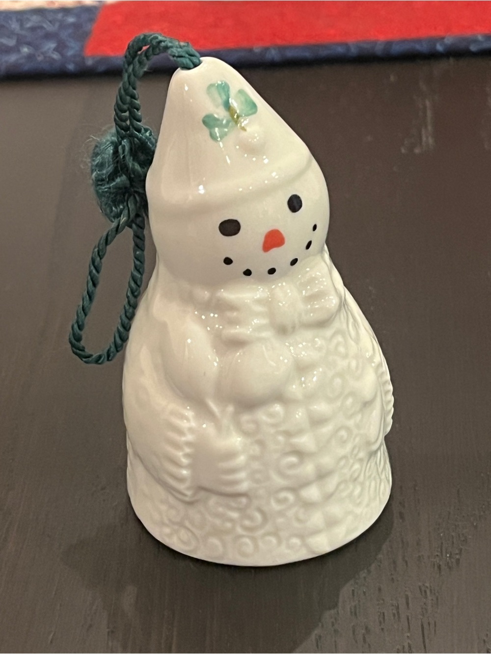 Belleek China Carnival Snowman Bell Ornament